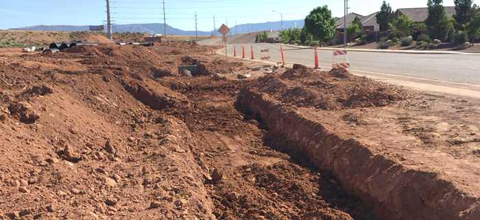 Drain pipe digging in St. George, Utah