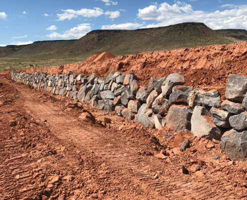 Rock wall and fill dirt in St. George development