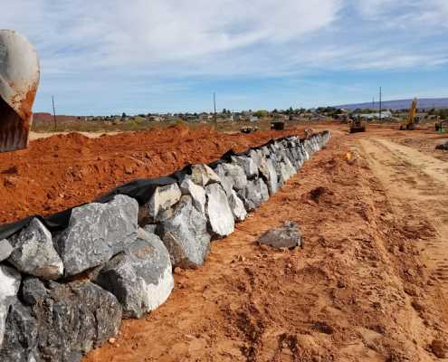 excavation and rock wall construction in St. George, Utah